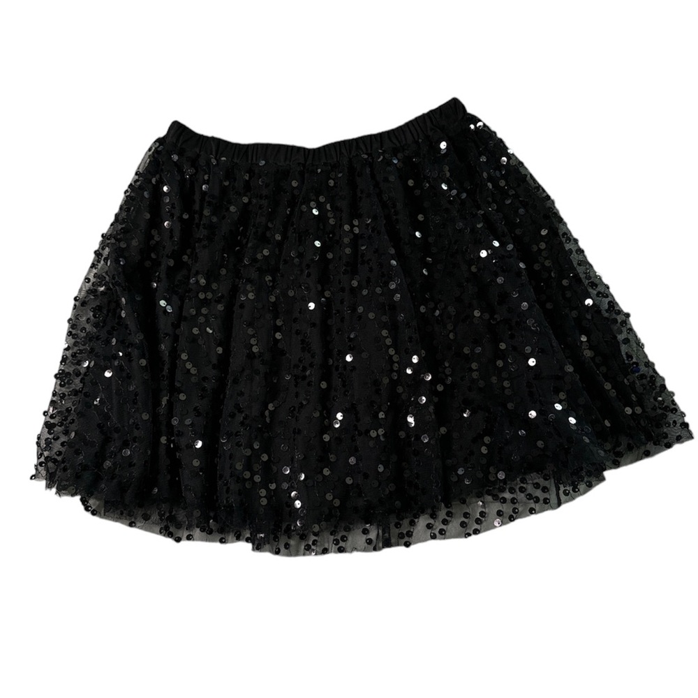 Material girl black sequined lined skirt, size medium